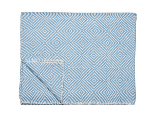 Blue & White Twill Box Cashmere Blanket