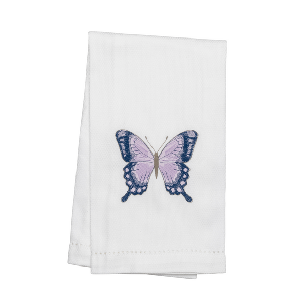 Lilac & Blue Embroidered Butterfly Hand Towel