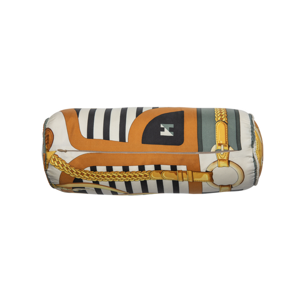 "Coaching" Hermès Silk Scarf Bolster Pillow