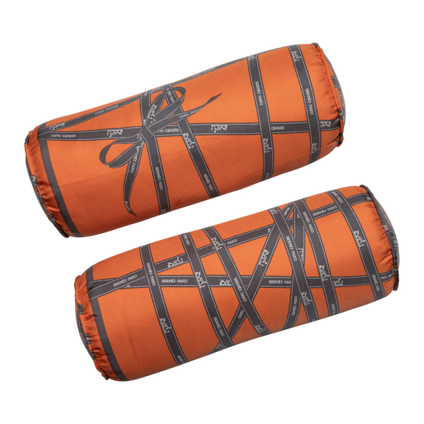 Luxe Vintage Silk Hermès Scarf Bolster Pillow