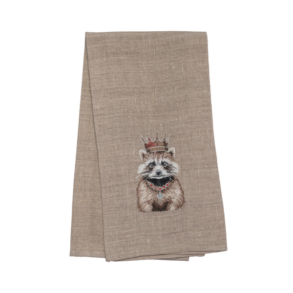 Royal Raccoon on Natural Linen