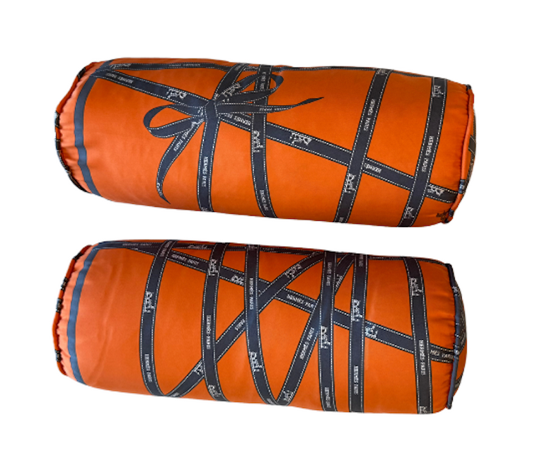 "Bolduc Ribbon" Hermès Silk Scarf Bolster Pillow