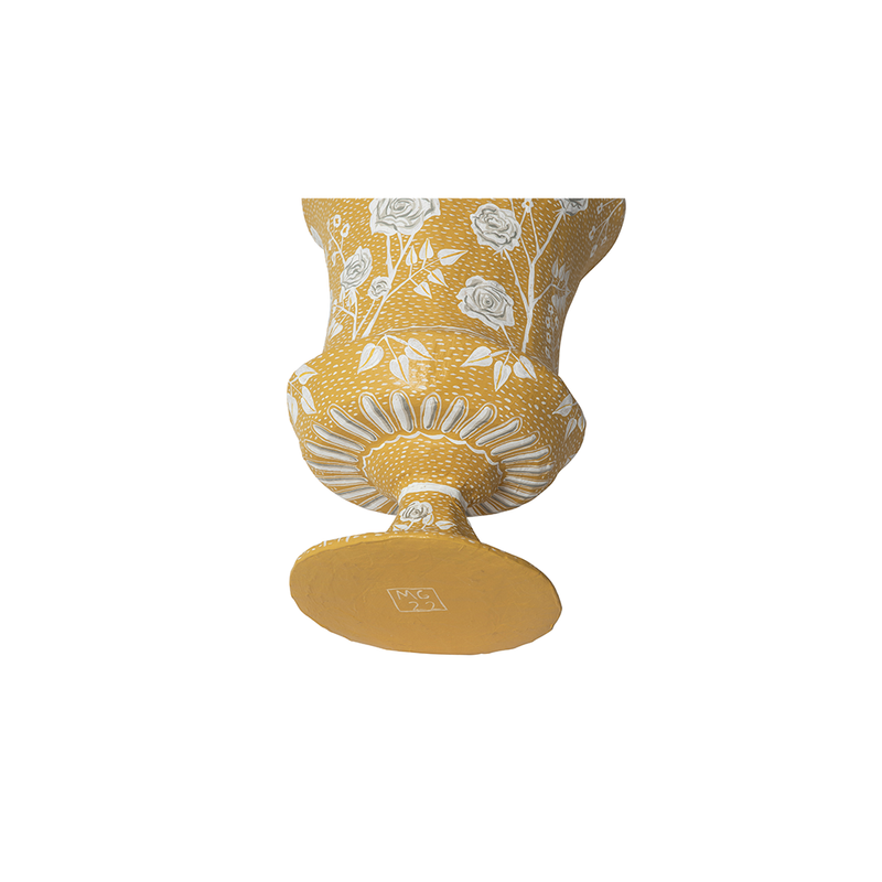 Saffron Hand Painted Paper Mache Urn