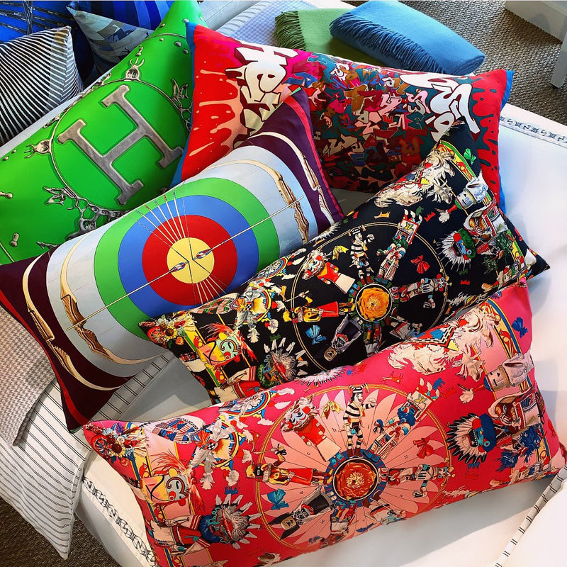 "Kachinas" Hermès Silk Scarf Pillow