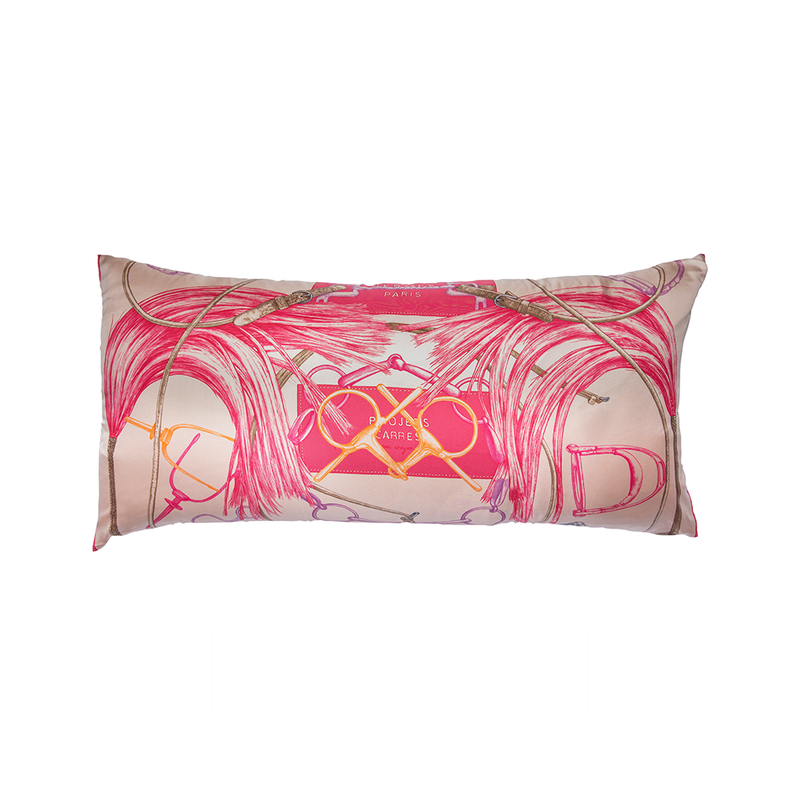 "Projets Carres" Pink Hermès Silk Scarf Pillow