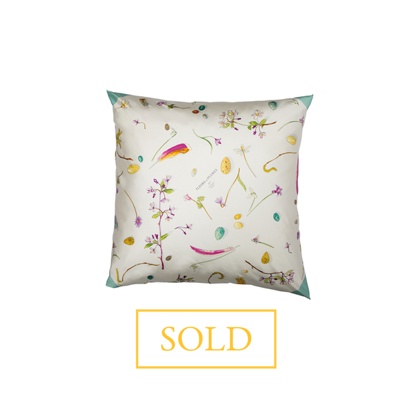 "Fleurs et Plumes" Hermès Silk Scarf Pillow - Tribute Goods