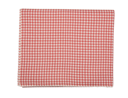 Coral & White Houndstooth Cashmere Blanket