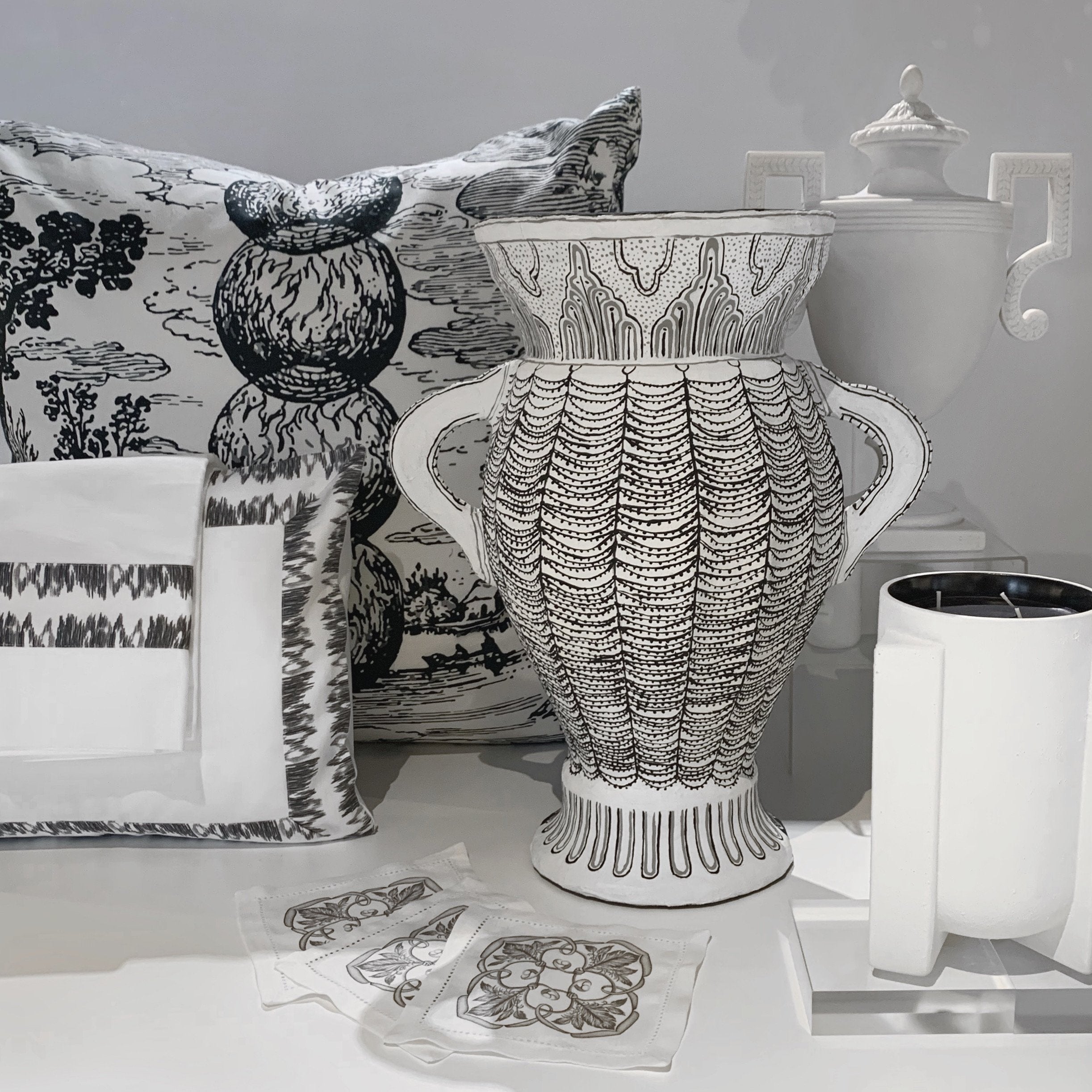 Paper Mache Urn 2 Tribute Goods Fine Linens