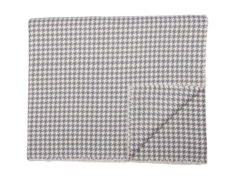 Grey and White Houndstooth Cashmere Blanket - Tribute Goods