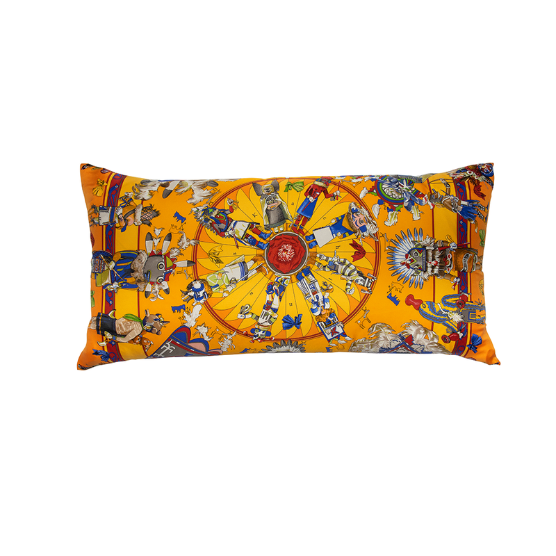 "Kachinas" Hermès Silk Scarf Pillow