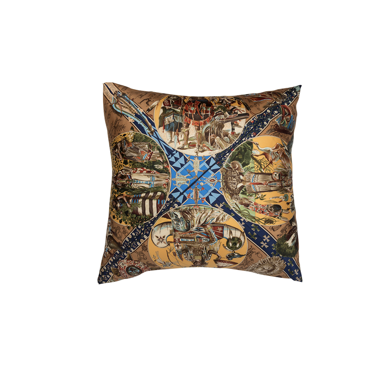 "Les Mythologies des Hommes Rouges" Hermès Silk Scarf Pillow - Tribute Goods