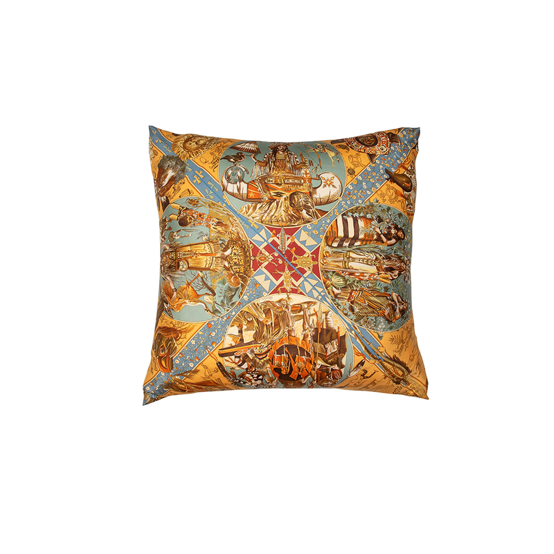 "Les Mythologies des Hommes Rouges" Hermès Silk Scarf Pillow