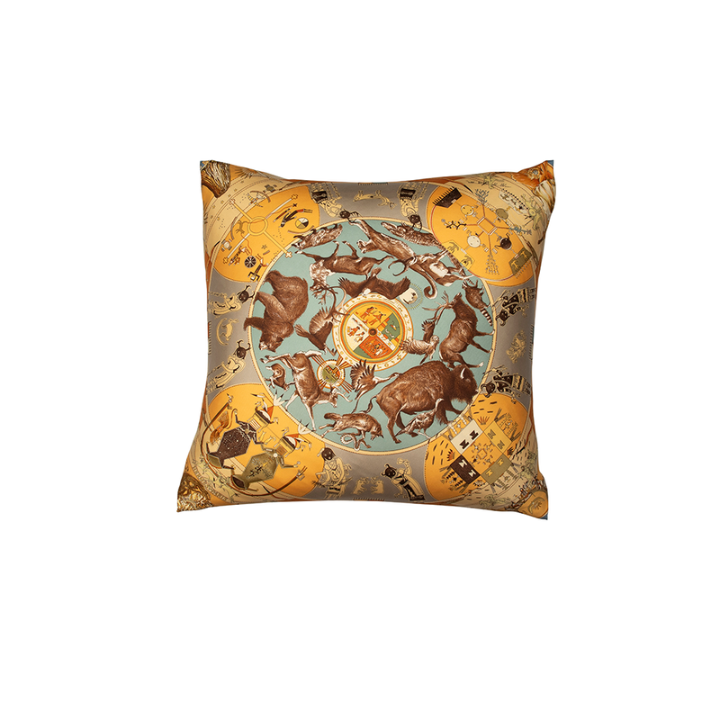 "Les Mythologies des Hommes Rouges" Hermès Silk Scarf Pillow
