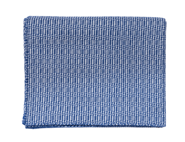 Blue & White Zig Zag Cashmere Blanket