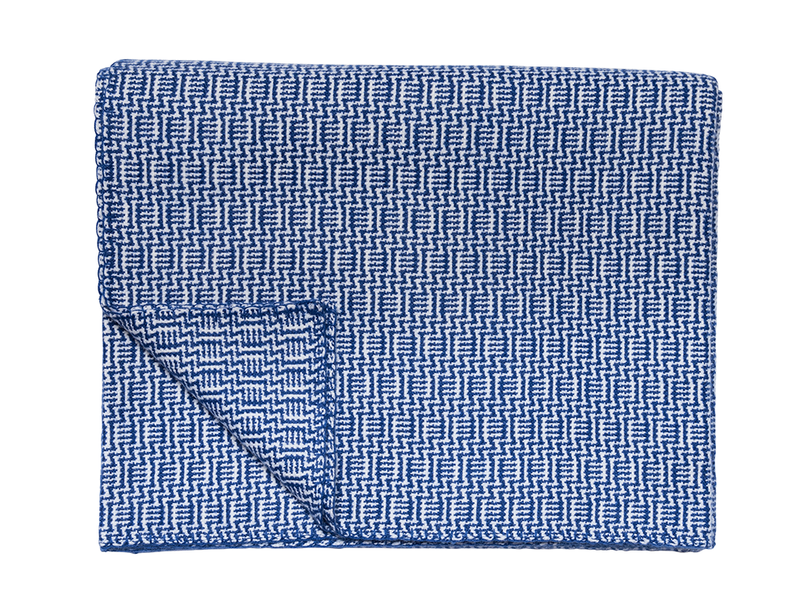 Blue & White Zig Zag Cashmere Blanket