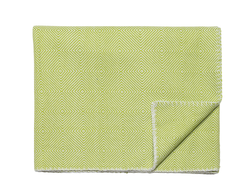 Green & White Twill Box Cashmere Blanket