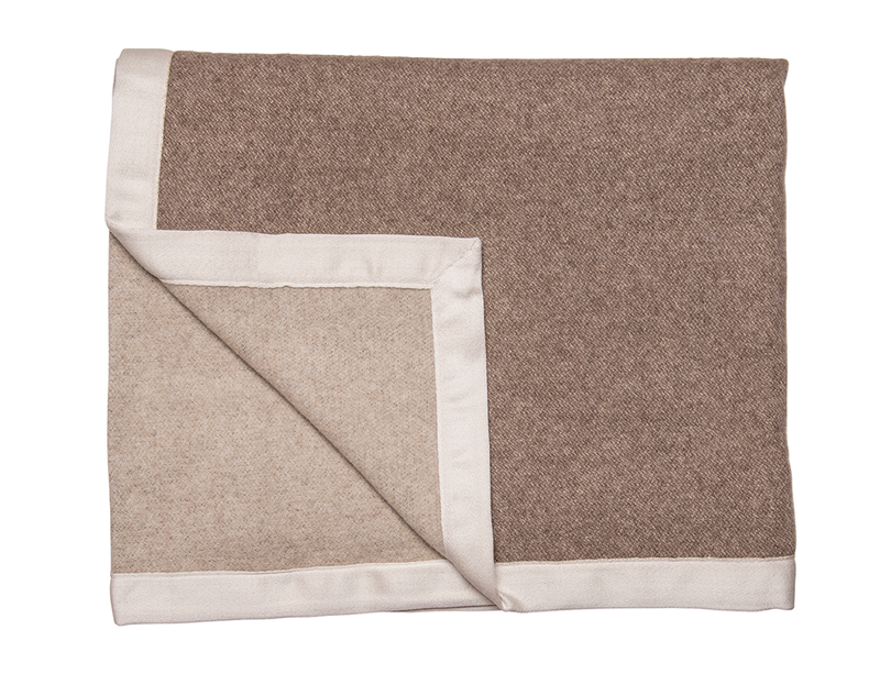 Two-Tone Brown & Oatmeal Cashmere Blanket