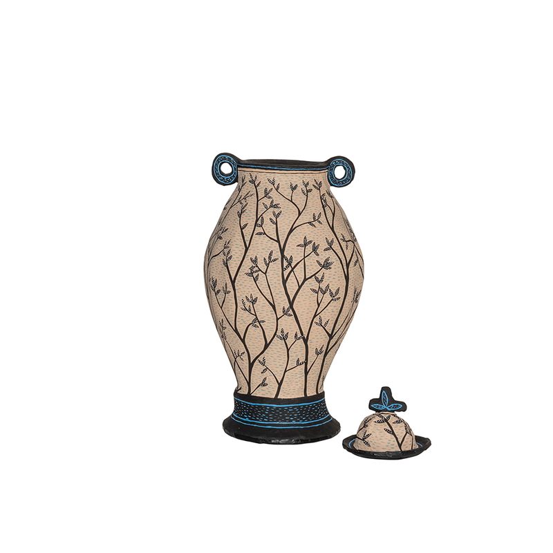 Paper Mache Urn with Branches