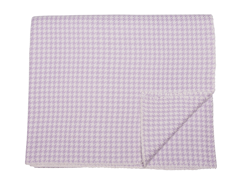 Lilac & White Houndstooth Cashmere Blanket
