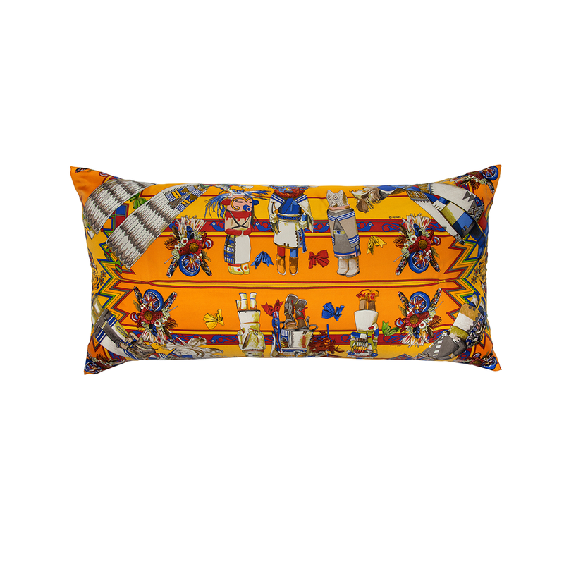 "Kachinas" Hermès Silk Scarf Pillow